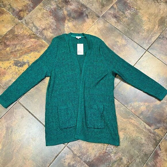 New! NWT Kim Rogers Green Marble Cable Cardigan 2X - Picture 3 of 9